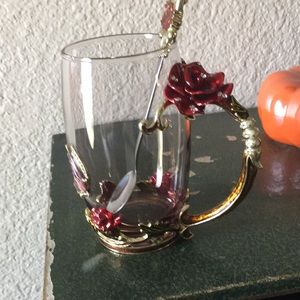 Glass coffee/tea cup with spoon